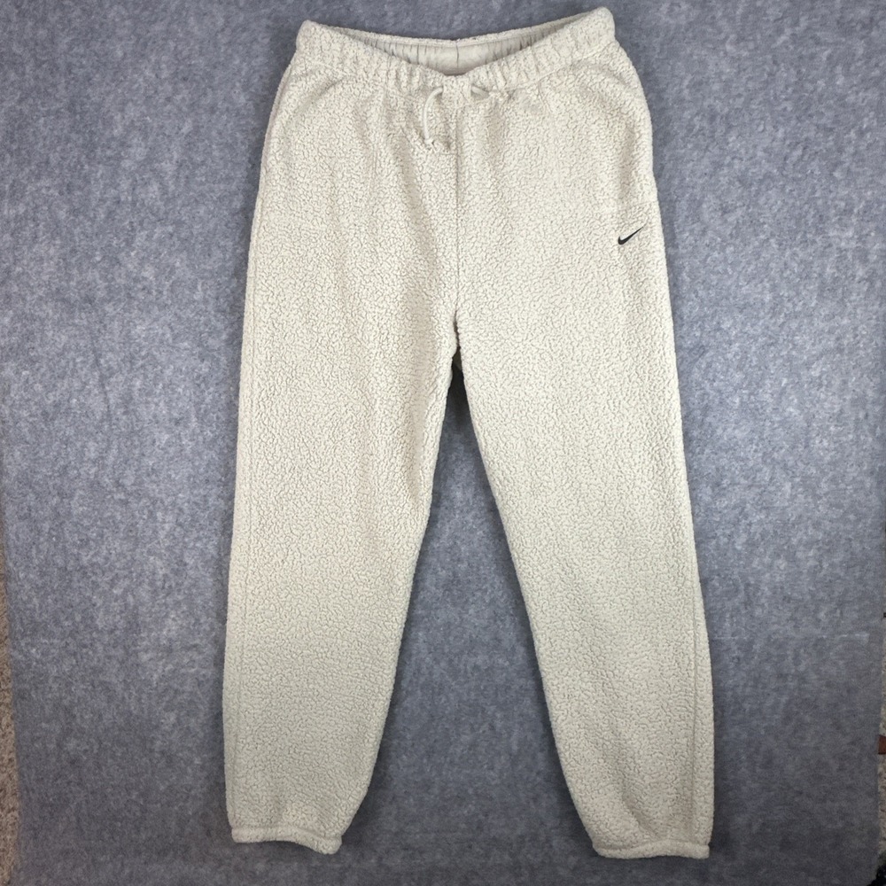 Nike Sweatshirt Pant Set Womens XL Beige Fleece Sherpa Mock Neck DD6487 Cozy - Picture 9 of 16